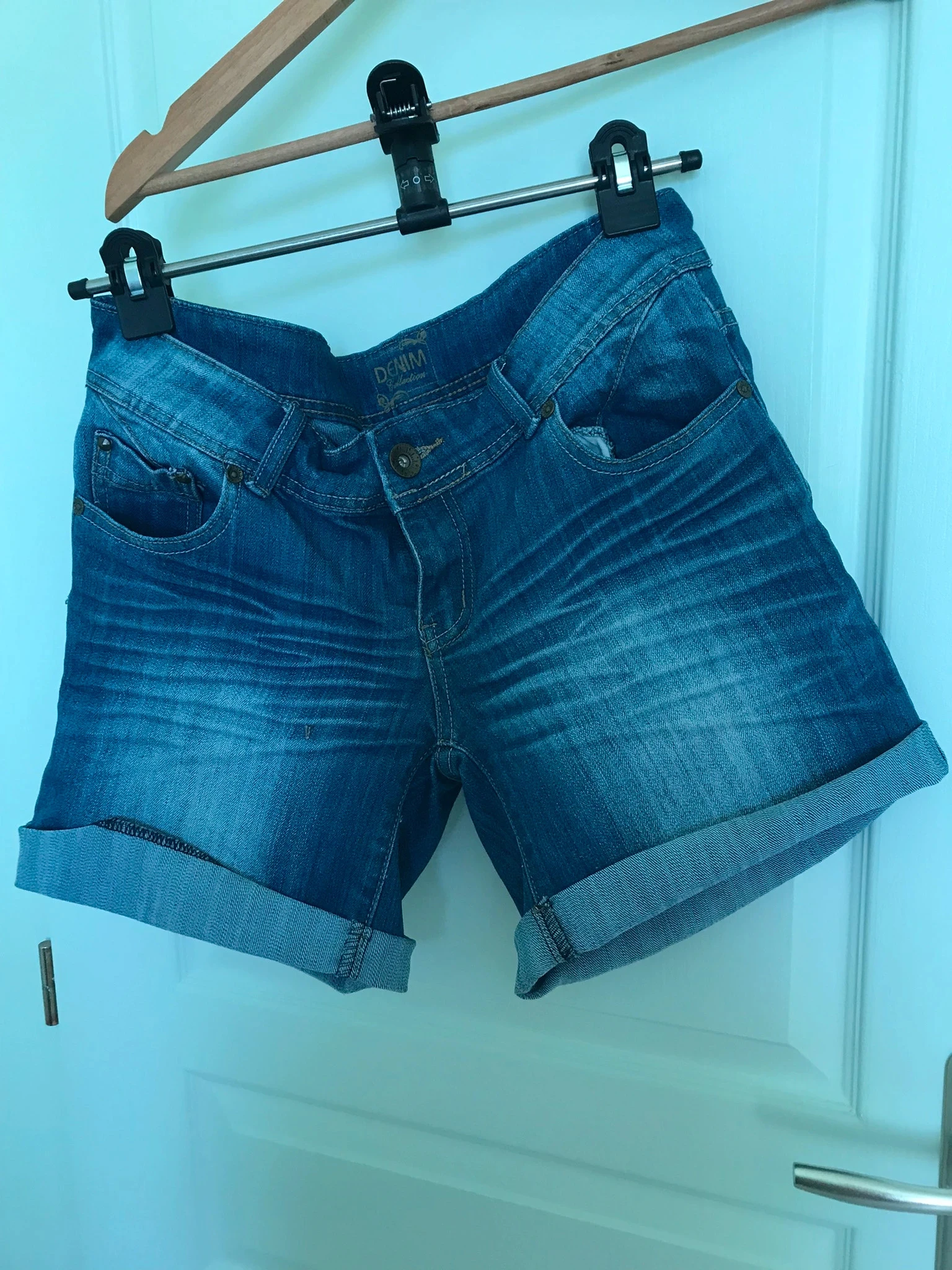 Short Jeans bleu femme